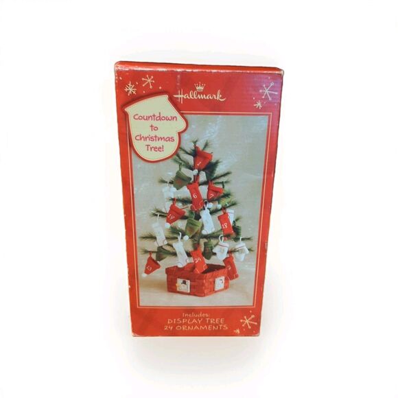 Hallmark Countdown To Christmas Advent Tree Stockings Ornaments Basket - Picture 1 of 10